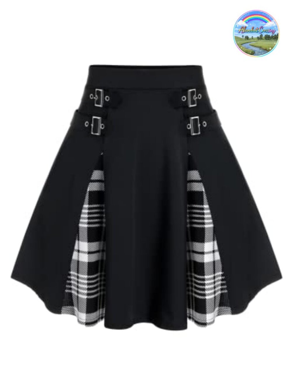 Plus Size Gothic A-Line Mini Plaid Skirt Elastic Waist Cosplay